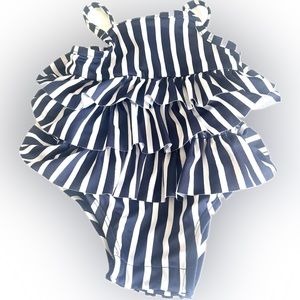 Ruffle One piece swim suit Baby gap 0-6 months baby Nautical style striped